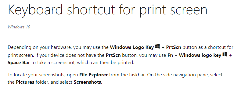 Take Windows screenshot with Short cut key